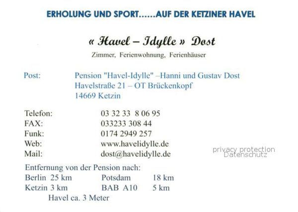 Ketzin Pension Havel Idylle Dost – Bild 2