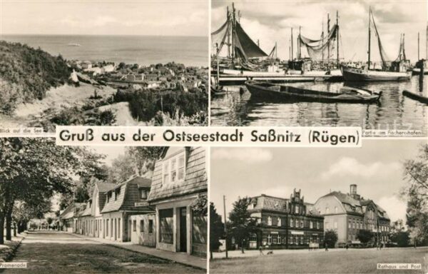 Sassnitz Ostseebad Ruegen Seeblick Fischereihafen Promenade Ratha