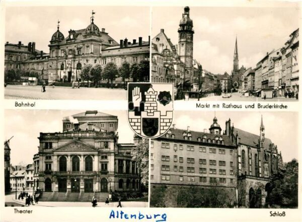 Altenburg Thueringen Bahnhof Markt mit Rathaus und Bruderkir