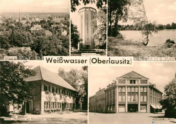 Weisswasser Oberlausitz Teilansicht Wasserturm Jahnbad HOG Wald