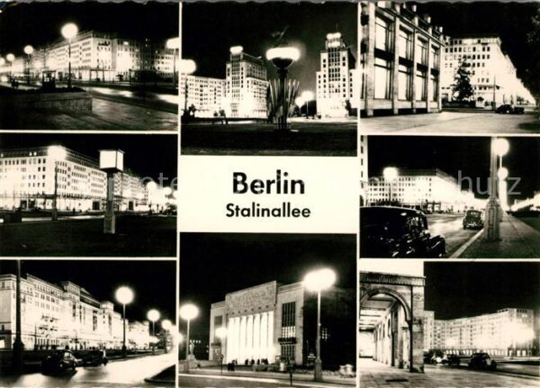 Berlin Stalinallee bei Nacht Details