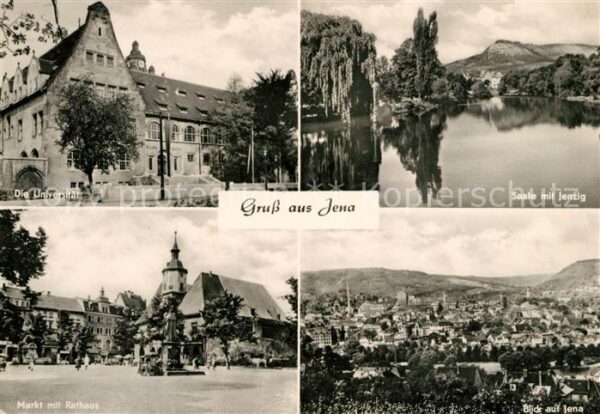 Jena Thueringen Universität Saale mit Jenzig Markt Rath