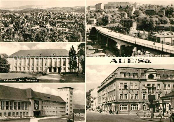 Aue Erzgebirge Panorama Karl Marx Brücke Kulturhaus Er