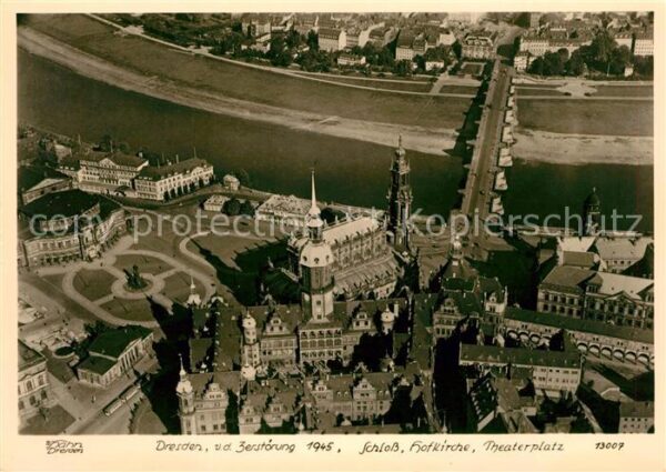 Dresden Fliegeraufnahme vor 1945 Schloss Hofkir