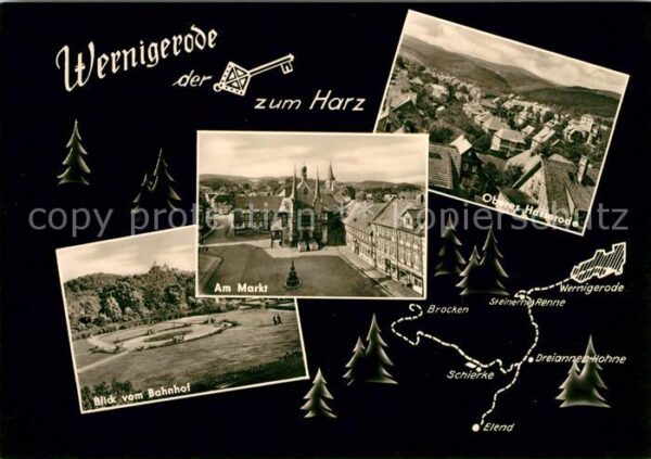Wernigerode Harz Blick vom Bahnhof Am Markt Oberes Hasse