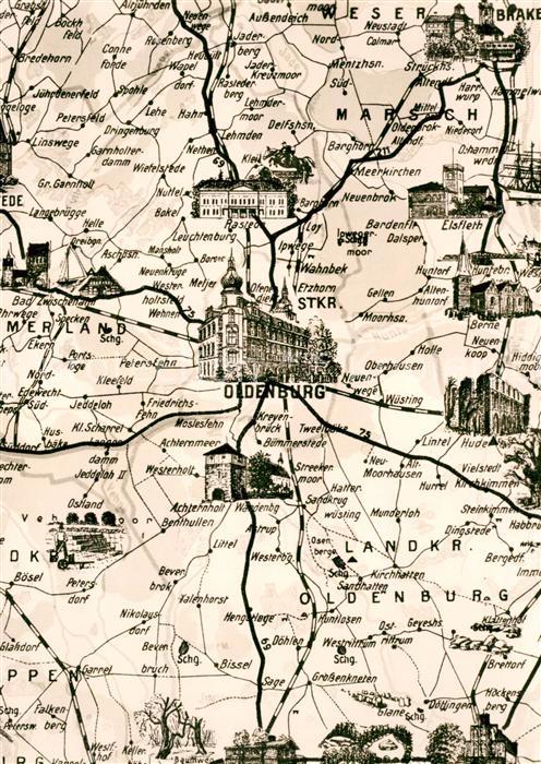 Oldenburg Niedersachsen Ausschnitt aus der Bilderkarte von Nord