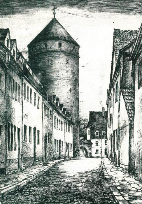 Freiberg Sachsen Pfarrgasse Nach Rohrfederzeichnung Helm
