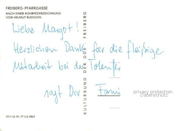 Freiberg Sachsen Pfarrgasse Nach Rohrfederzeichnung Helm – Bild 2