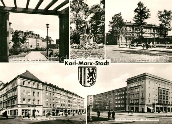 Karl-Marx-Stadt Hauptbahnhof Marx Engels Denkmal Ernst