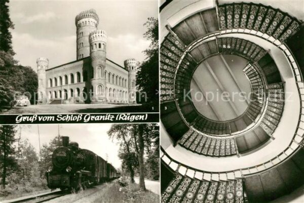 Granitz Ruegen Jagdschloss Bäderbahn Wendeltreppe Auss