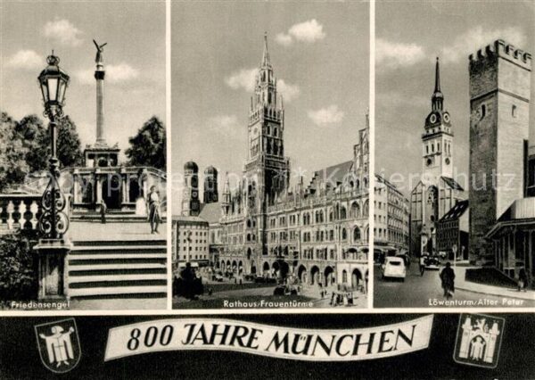Muenchen Friedensengel Rathaus Frauentürme Löwen