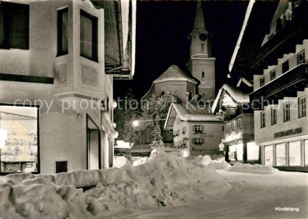 Hindelang Winter Dorfstraße Nachtaufnahme