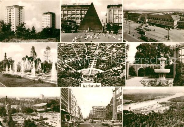 Karlsruhe Baden Hochhäuser Pyramide Hauptbahnhof Wasser