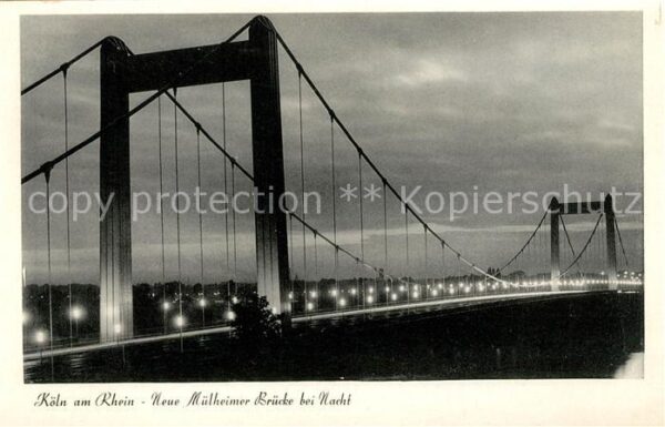 Koeln Rhein Mülheimer Brücke Nacht