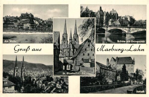 Marburg Lahn Wehr Brücke Universität Schloss