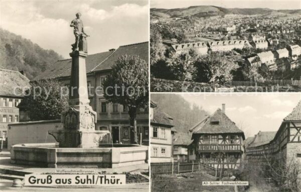 Suhl Thueringer Wald Waffenschmiedbrunnen Panorama Alt Suhle