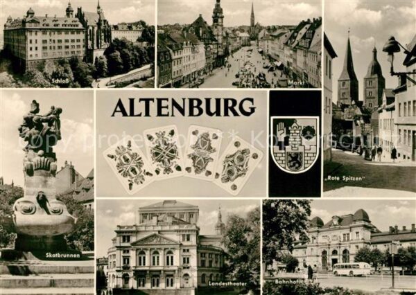 Altenburg Thueringen Schloss Markt Skatbrunnen Landestheater