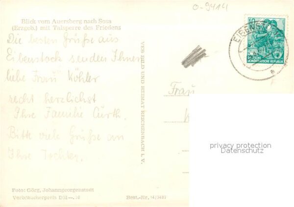 Sosa Erzgebirge Blick vom Auersberg Talsperre des Fried – Bild 2