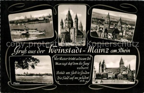 Mainz Rhein Schnellschiff Dom  Panorama Mainz