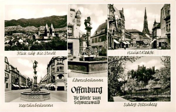 Offenburg Stadtblick Löwenbrunnen Hauptstrasse Ne