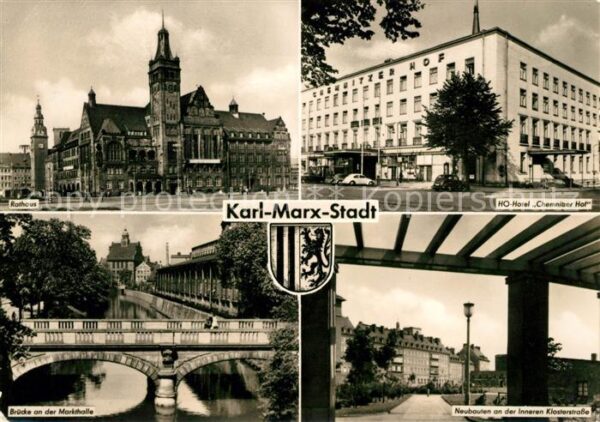 Karl-Marx-Stadt Rathaus HO Hotel Chemnitzer Hof Brücke