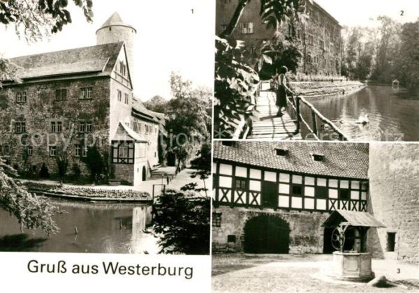 Dedeleben Burg Park mit Brücke Brunnen im Burghof