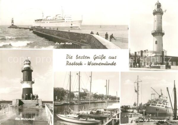 Rostock-Warnemuende An der Mole Leuchtturm Alter Strom Warn
