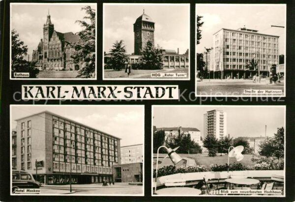 Karl-Marx-Stadt Rathaus HOG Roter Turm Strasse der Nati