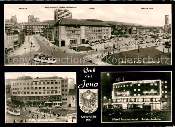 Jena Thueringen Blick vom Hotel International mit Nacht