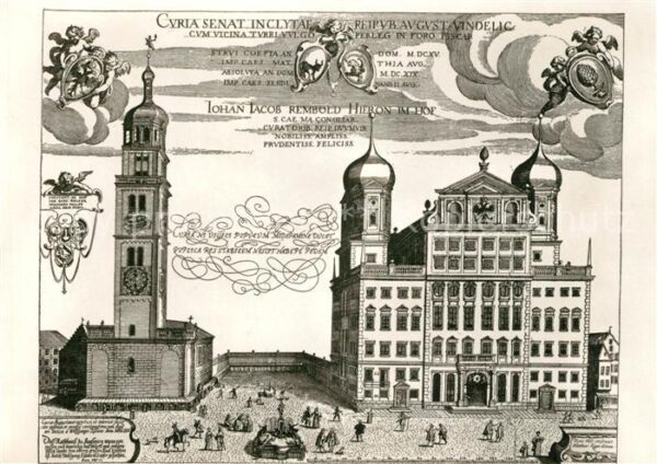 Augsburg Rathaus Perlauf Kupferstich Kager Künst