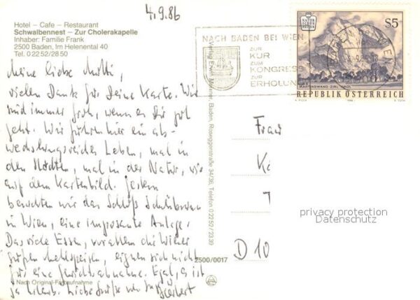 Baden Wien Hotel Restaurant Schwalbennest – Bild 2