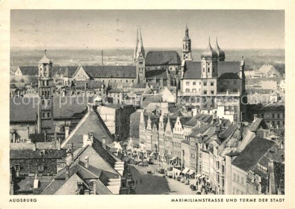 Augsburg Maximilianstraße Türme der Stadt