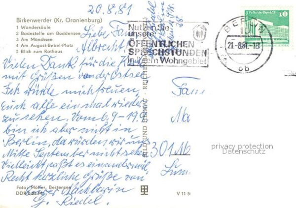 Birkenwerder Wandersäule Badestelle Boddensee Mönchs – Bild 2