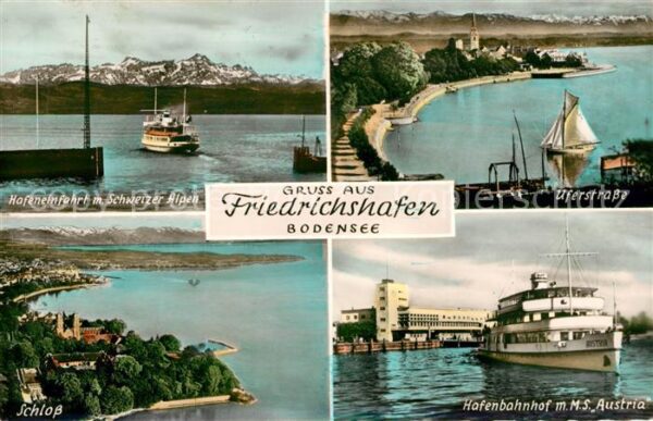Friedrichshafen Bodensee Hafeneinfahrt mit Schweizer Alpen Ufers