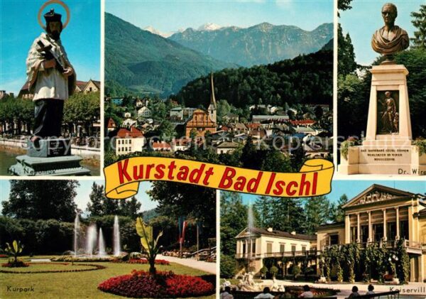 Bad Ischl Salzkammergut Nepomuk Statue Kurpark Stadtblick Denkm