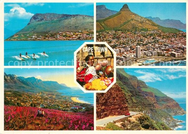 Cape Town Kaapstad Kapstadt Surfers at Fish Hoek View of Sea Point