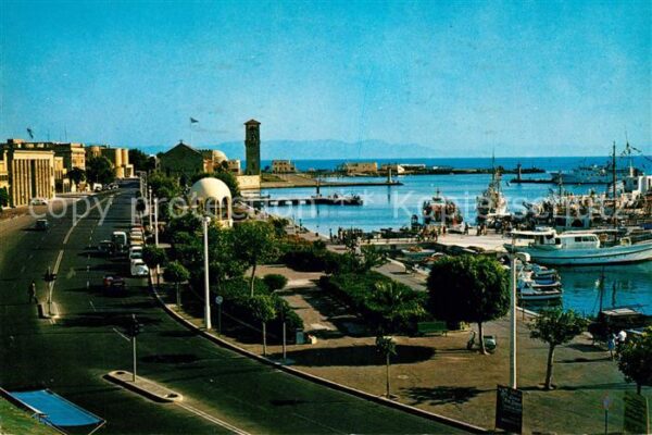Rhodos Rhodes Aegaeis Hafenpartie