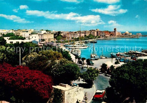 Rhodos Rhodes Aegaeis Stadt und Hafen