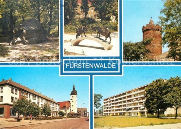 Fuerstenwalde Spree Rauenscher Stein Tierplastik Bullenturm