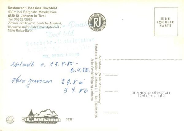 Johann Tirol St Restaurant Pension Hochfeld – Bild 2