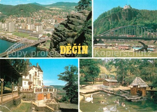 Decin Boehmen Brücke Burg Stadtansichten