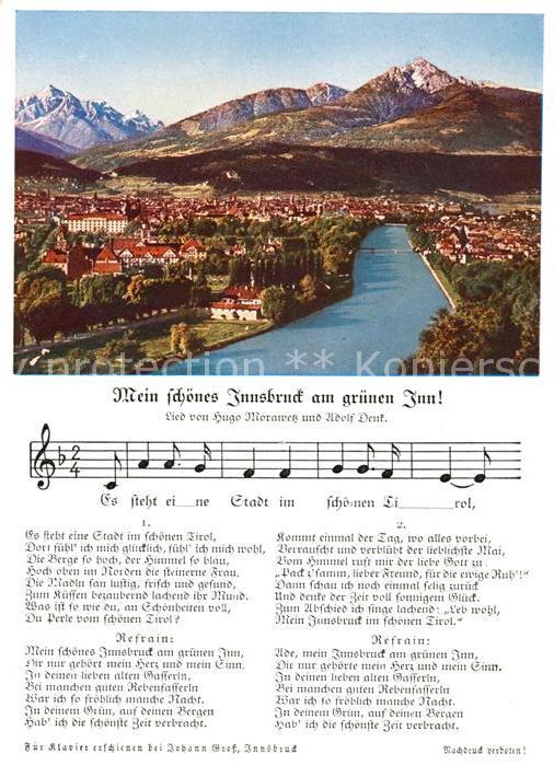 Liederkarte Mein schönes Innsbruck am grünen Inn