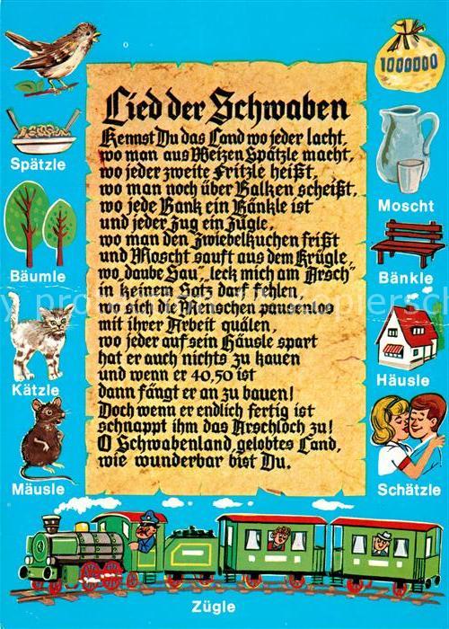 Liederkarte Lied der Schwaben Spätzle Moscht Mäusle