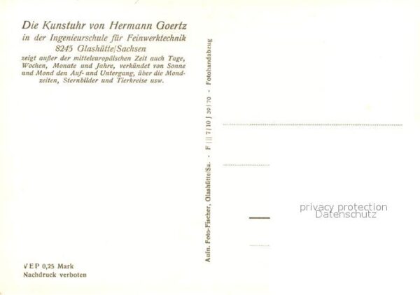 Uhren Kunstuhr Hermann Goertz Ingenieurschule – Bild 2