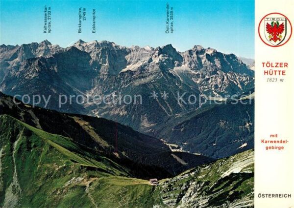 Toelzerhuette Fliegeraufnahme mit Karwendelgebirge