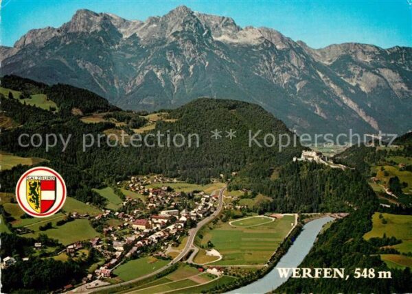 Werfen Salzburg Fliegeraufnahme mit Festung Hohenwerfen