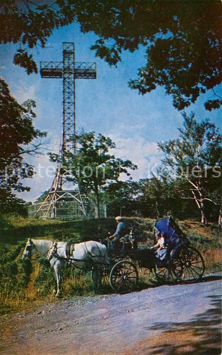 Montreal Quebec Cross on top Mount Royal and horse draw