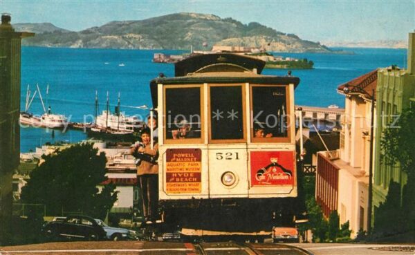 San Francisco California Cable Car on San Francisco Hill