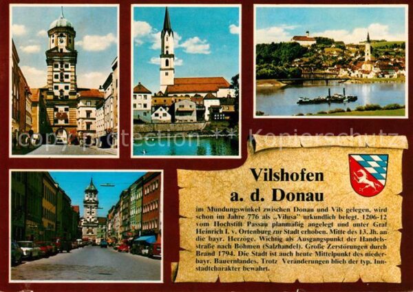 Vilshofen Donau Stadtturm Vils mit Stadtpfarrkirche Klo