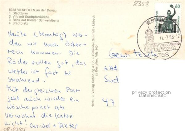 Vilshofen Donau Stadtturm Vils mit Stadtpfarrkirche Klo – Bild 2